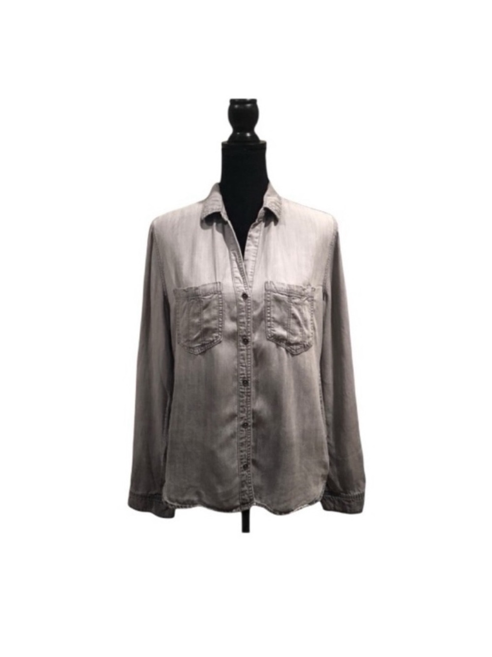 Cloth & Stone grey ombré 100% Tencel lagenlook button front shirt size medium